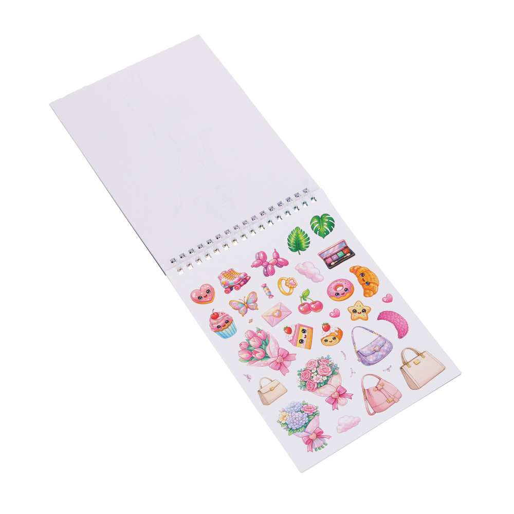 ХОББИХИТ Скетчбук для творчества с трафаретами, 20 л, картон, пластик, наклейки, 15х19х2см - #9