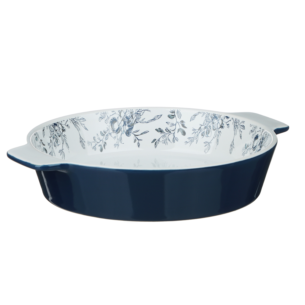 Форма для запекания и сервировки круглая 25,5х21,5х5см тм MILLIMI цветы, керамика - #2