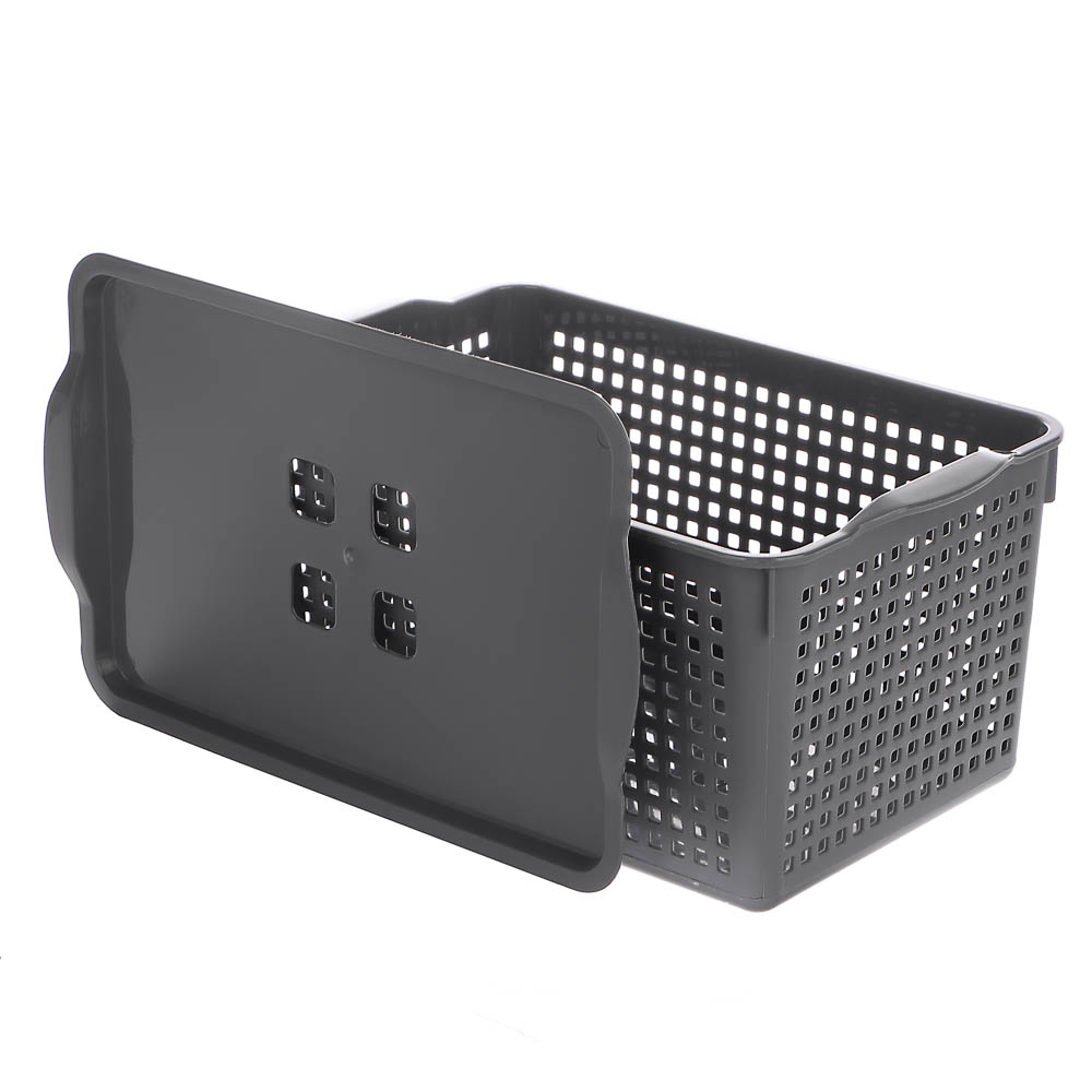 Корзинка Лофт 5,3л 295х185х145мм с крышкой белый, серый - #3