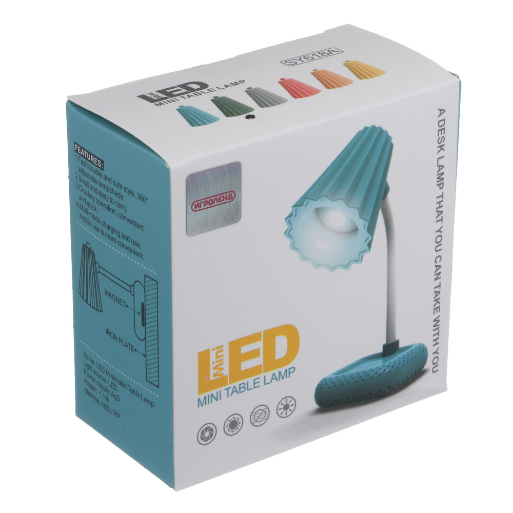 ИГРОЛЕНД Фонарик-мини "Лампа" с магнитом 3,8х3,8х8,5 см, пластик, 3xLR41, 6 цветов - #3