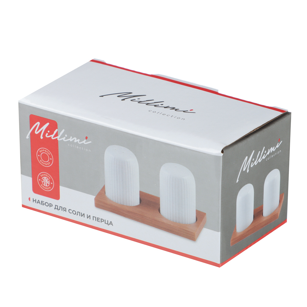 Набор для соли и перца тм MILLIMI, 60 мл × 2, фарфор, бамбук - #6