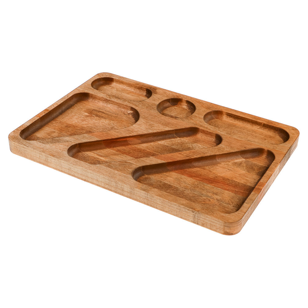 Менажница прямоугольная, 6 секций, 30х20х1,8см, дерево - #3