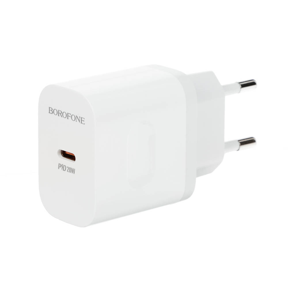 Сетевое зарядное устройство с кабелем BOROFONE модель BA99A, USB-C PD 20Вт, каб С-С цвет: белый - #8