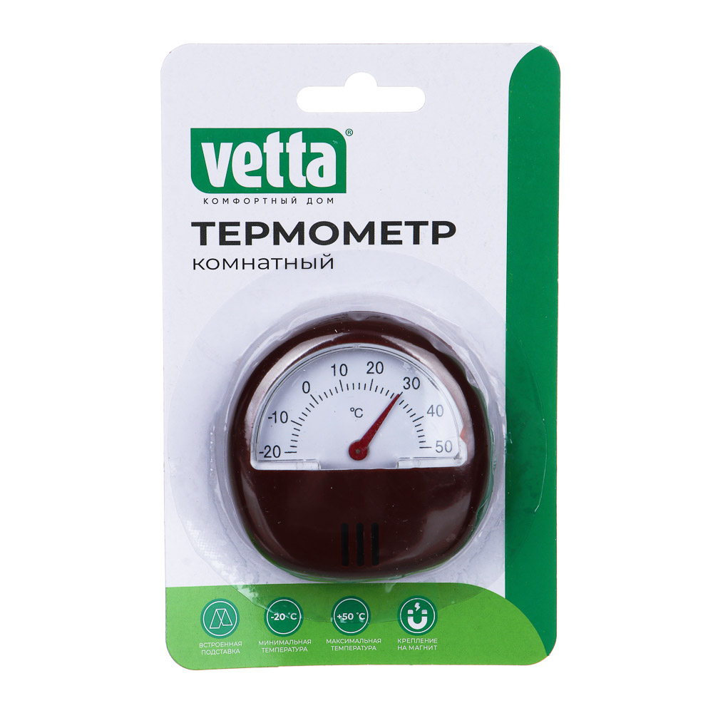VETTA Термометр с магнитом, пластик, 5,7х5,7см, 3 цвета, на блистере - #7
