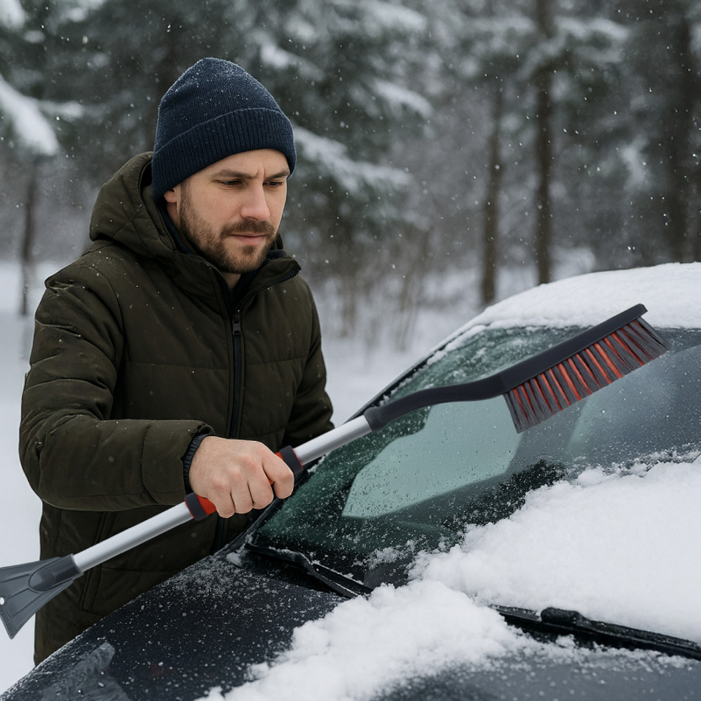 ЕРМАК Щетка для уборки снега с распушенной щетиной+скребок, 90 см - #7