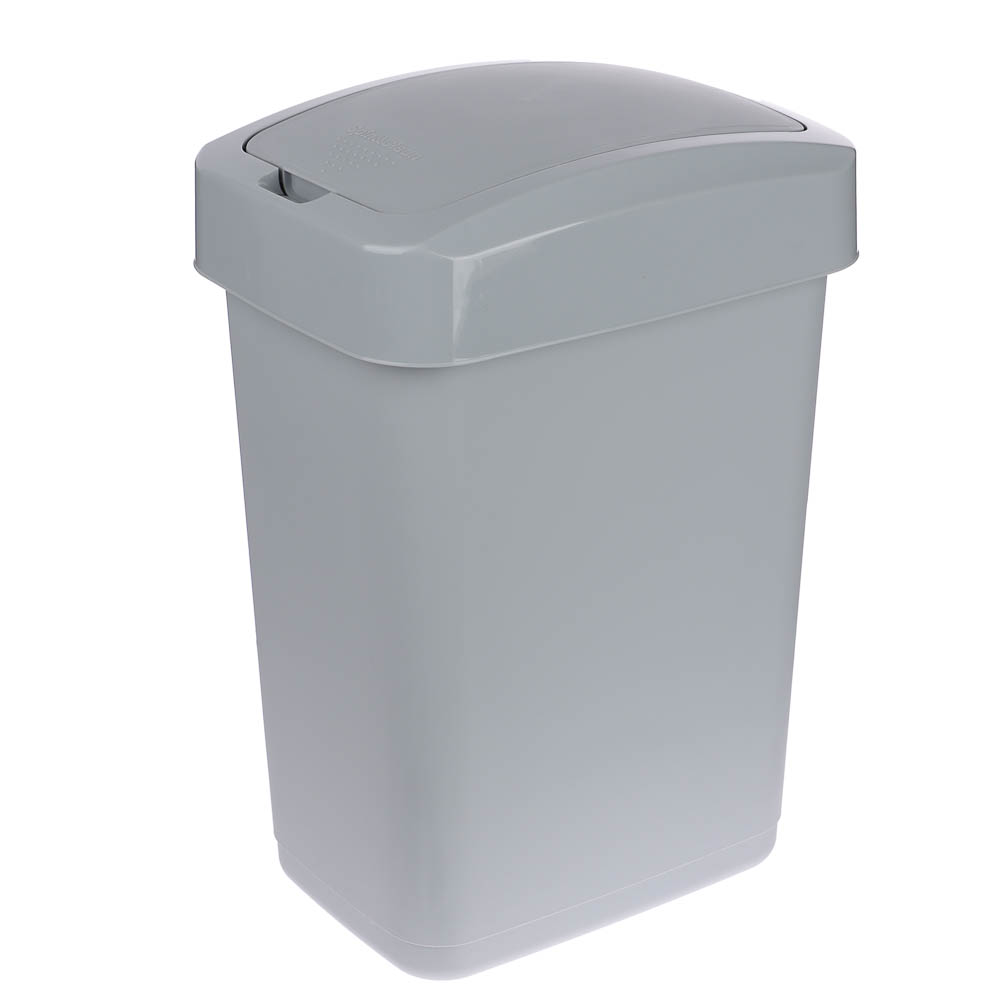Контейнер для мусора Step, 12 л, с крышкой-клапаном, полипропилен, серый - #1