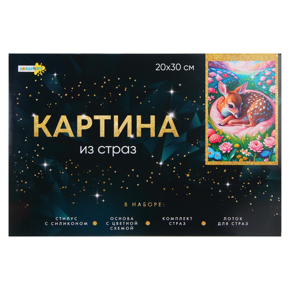 ХОББИХИТ Картина из страз, комплект (стразы, основа, палочка), 20х30см, 10 дизайнов - #1