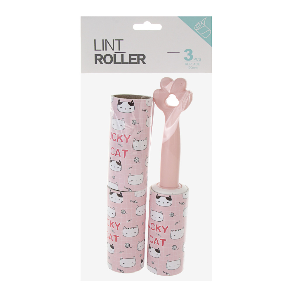 Ролик для чистки одежды с кошачьей лапкой + 2 сменных блока, 40 листов, пластик - #9