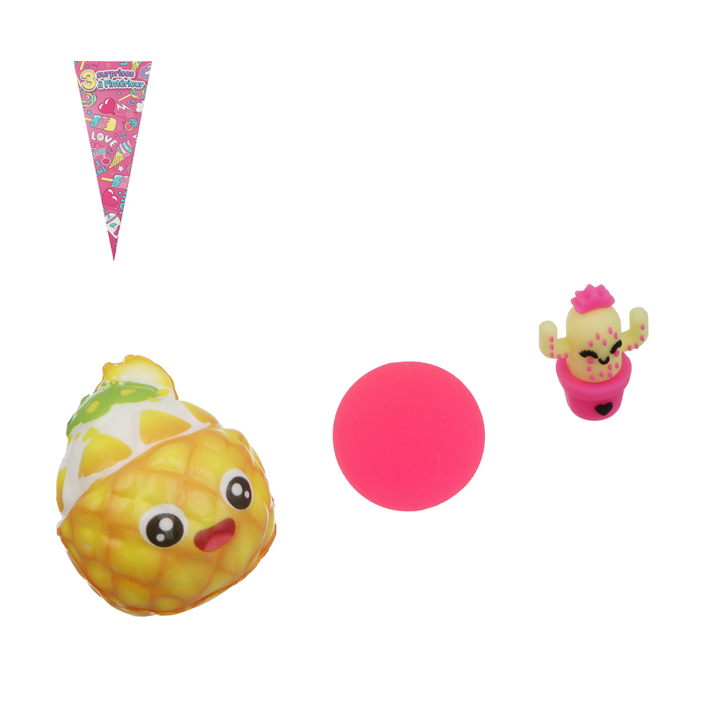 Игрушка сюрприз для девочек (мяч, насадка на карандаш, сквиш), PU, TPR, 15,5х6х6см, 3-6 дизайнов - #1