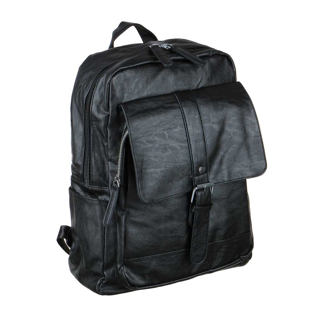 Рюкзак универсальный 40x30x14см, 1 отд., 4 карм., клапан на магните, пряжка, иск.кожа ПРЕМИУМ,черный - #2