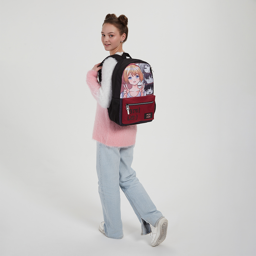 Японский стиль Рюкзак подростковый 43,5х29х13,5см, 1 отд., 3 карм., ПЭ, нашивка и пулеры из силикона - #8