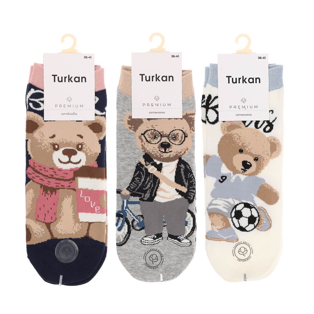 Носки универсальные с рисунком, тм Turkan, р. 36-41, 90%хлопок, 8% п/а, 2%лайкра,разноцветные - #10