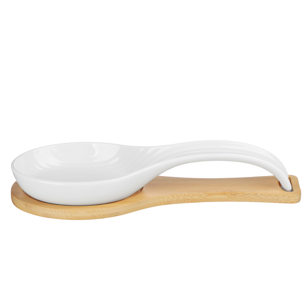 Подставка под ложку тм MILLIMI, 24х9,5х4,5см, фарфор, бамбук - #2