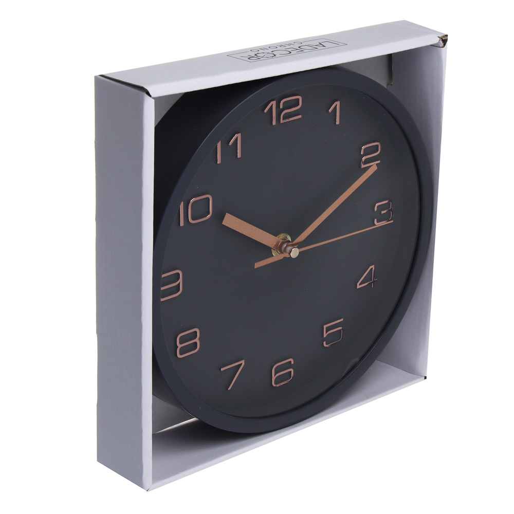 LADECOR CHRONO Часы настенные, круглые, 20,2x20,2x3,5 см, пластик, цвет черный - #4