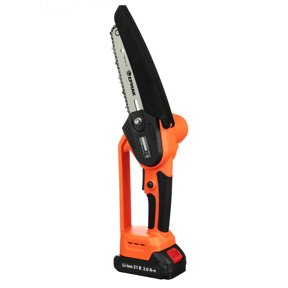 ЕРМАК Электропила аккумуляторная, 2АКБ, шина 150мм, бесщеточная, пластик.кейс, 2.0А*ч Li-ion - #1