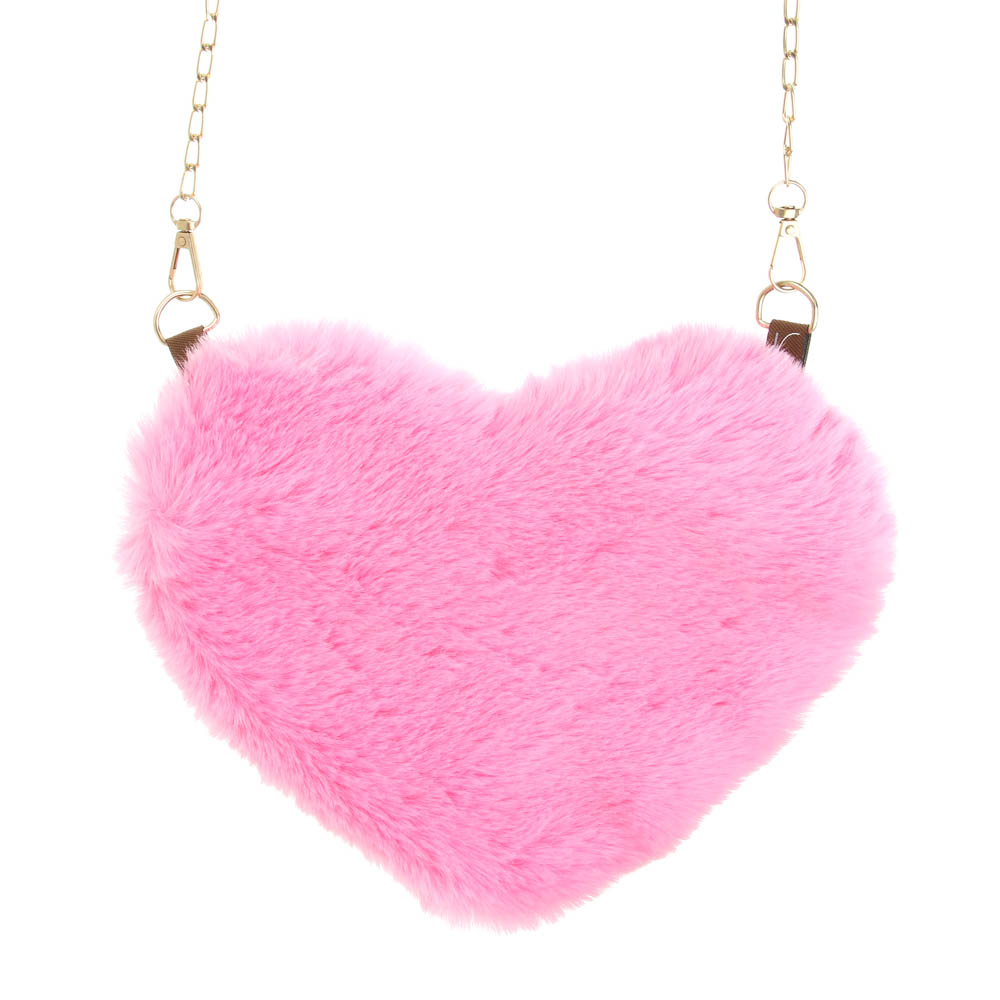 Сумочка мягкая в виде сердца, с цепочкой, полиэстер, 26x22 см, 2 цвета, красный, розовый - #4