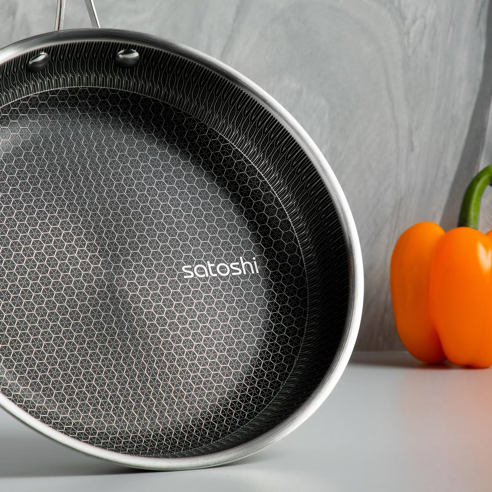 SATOSHI Савона Сковорода Triply 3-х слойная 24х4,3см, нерж.сталь 18/10, антиприг.покр. "соты", инд - #13