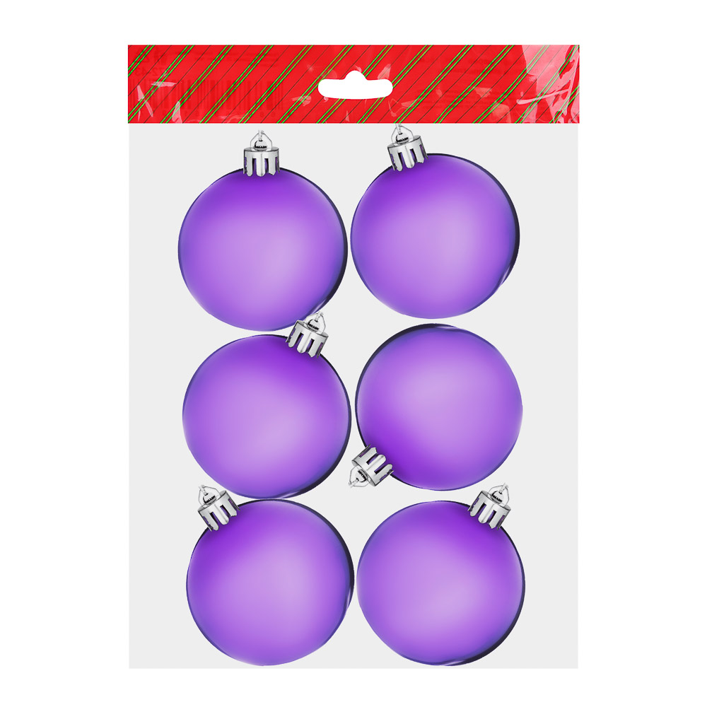 Елочные шары набор СНОУ БУМ 6шт, 6см, пластик, в пакете, ассортимент цветов, глянец - #3
