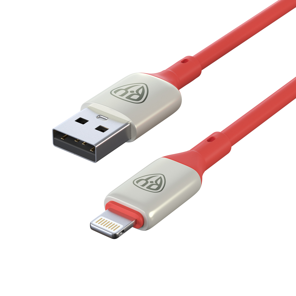 BY Кабель для зарядки Space Cable Pro iP, 2.4А, 1м, Быстрая зарядка, штекер металл, красный - #4