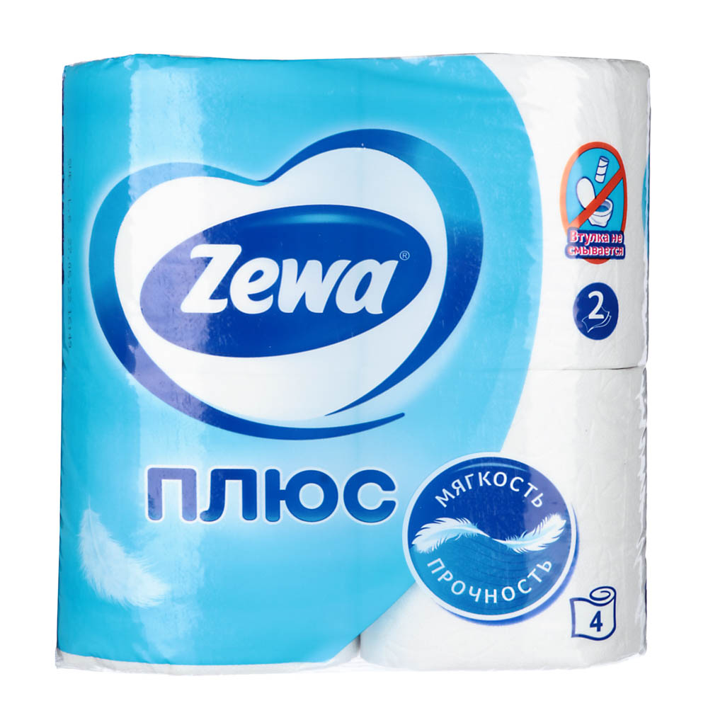 Туалетная бумага Zewa "Плюс", двухслойная, 4 шт - #2