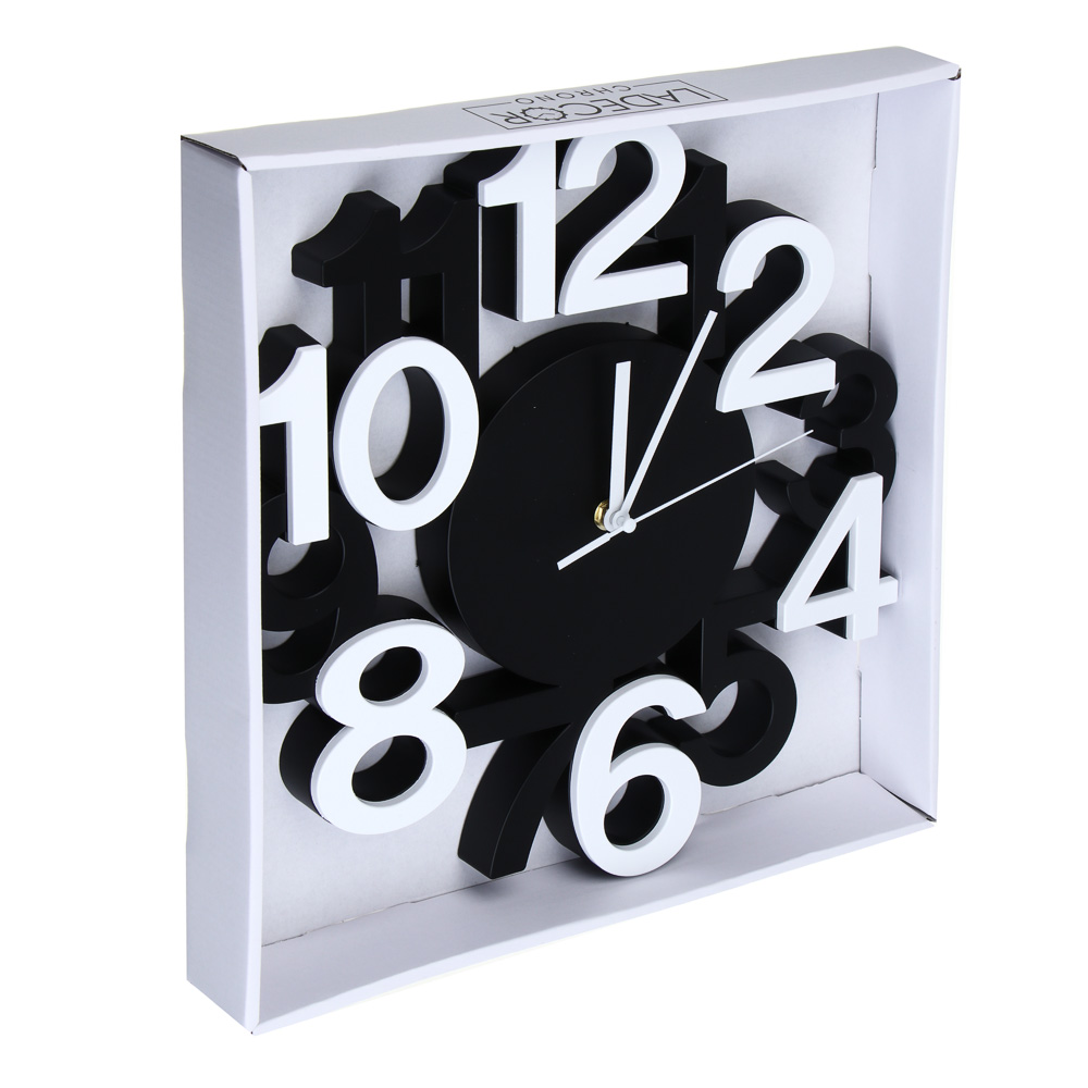 LADECOR CHRONO Часы настенные, круглые, 32,8x32,8x4,2 см, пластик, цвет черный - #4