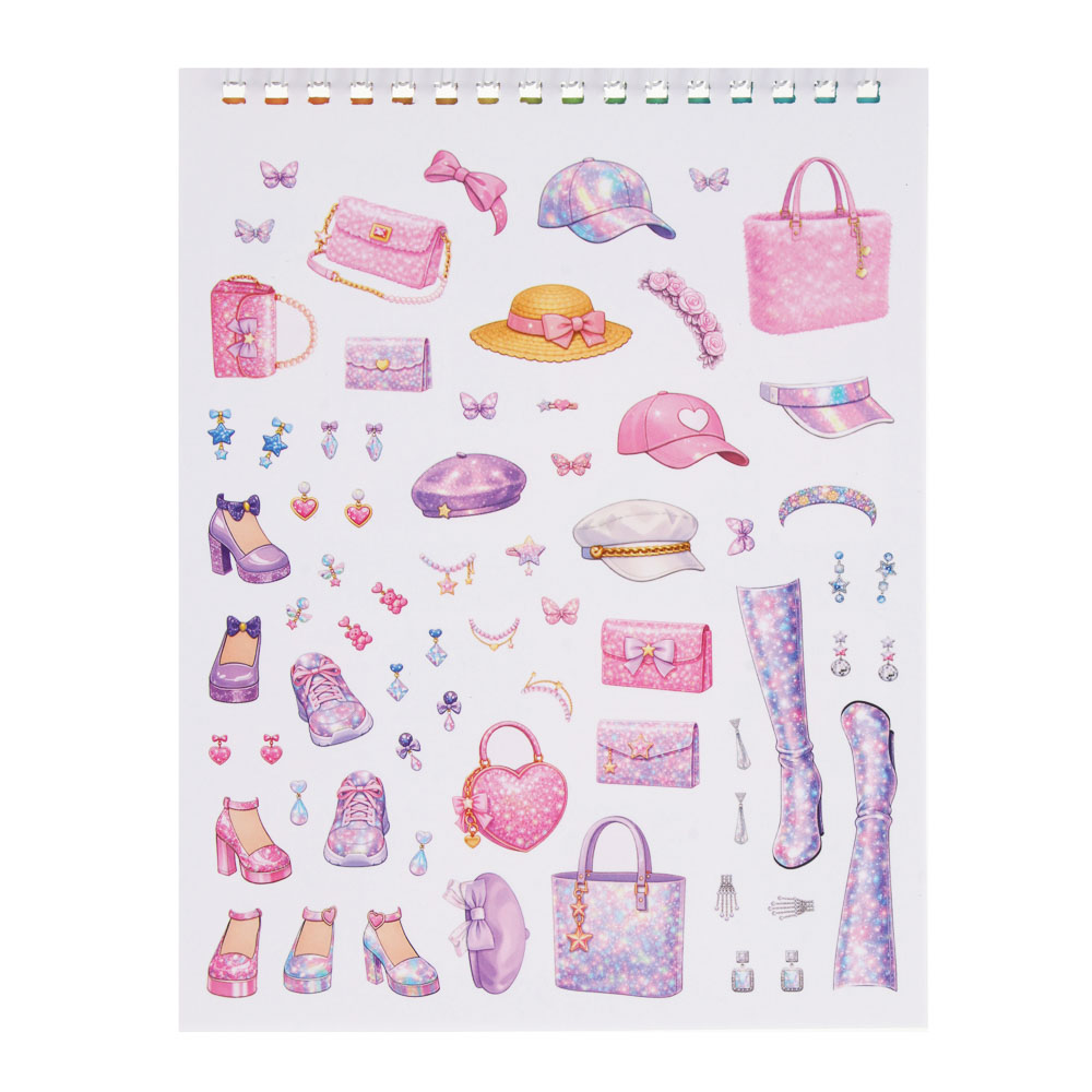 ХОББИХИТ Скетчбук для творчества с трафаретами, 20 л, картон, пластик, наклейки, 15х19х2см - #15