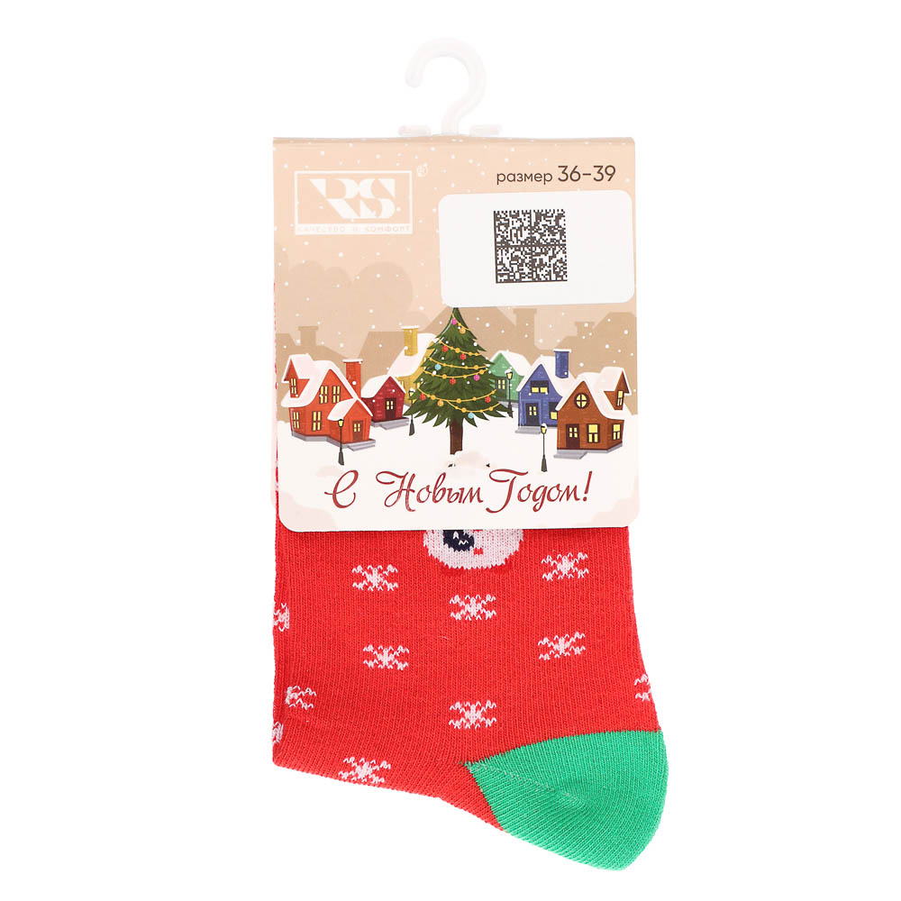 Носки женские с новогодней тематикой, 78% хлопок, 20% спандекс, 2% латекс, р. 36-39 - #6