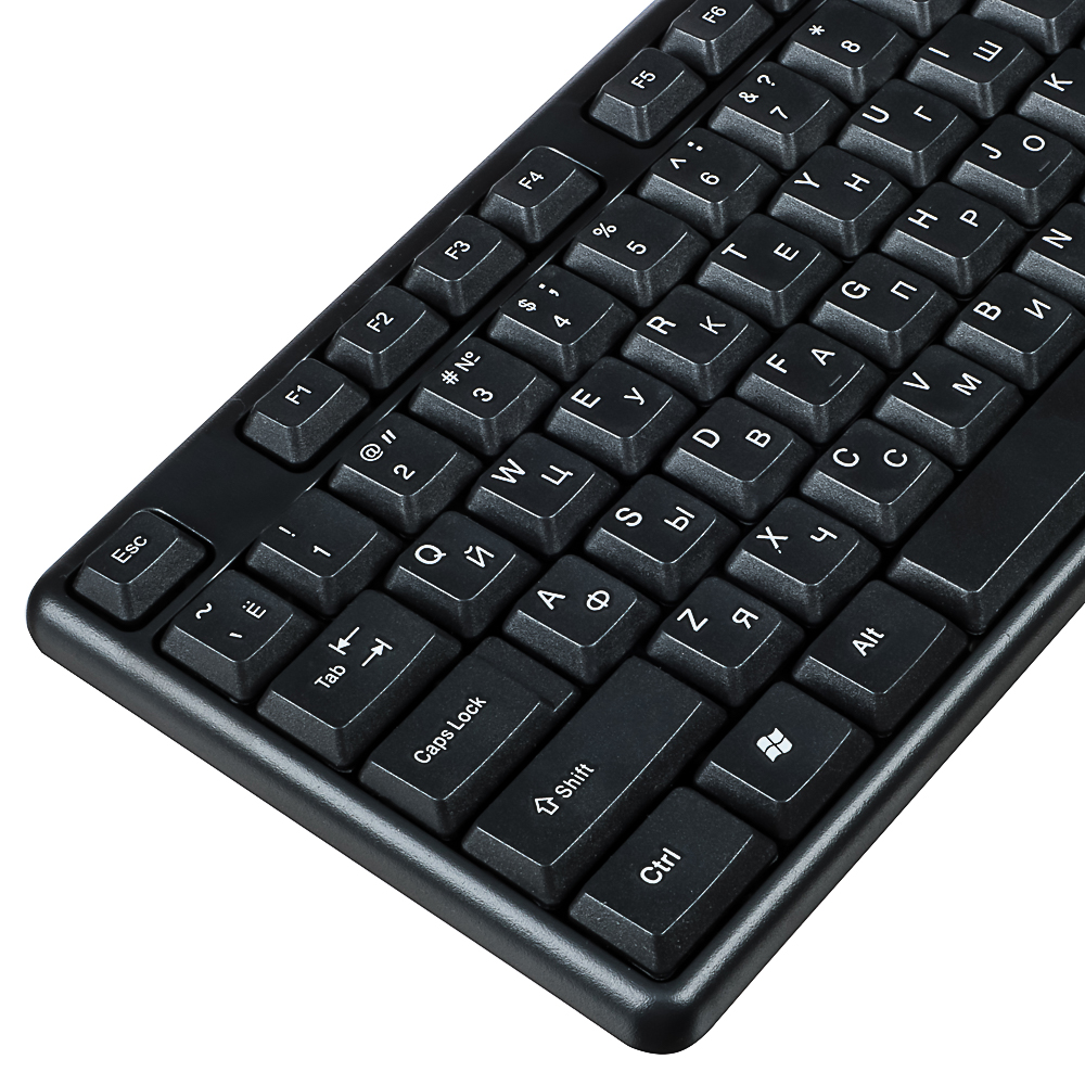 Первая цена Клавиатура проводная мембранная Optima 104кл.,белая кириллица, USB, каб. 140см, черный - #3