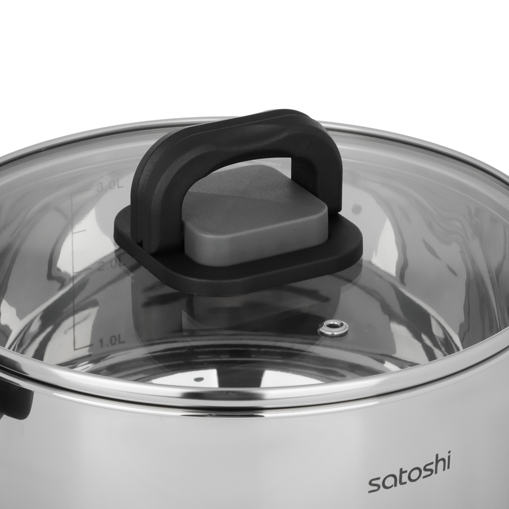 Кастрюля тм SATOSHI Манн 20х11,5см. 3,5л. со стекл. крышкой, индукция - #4