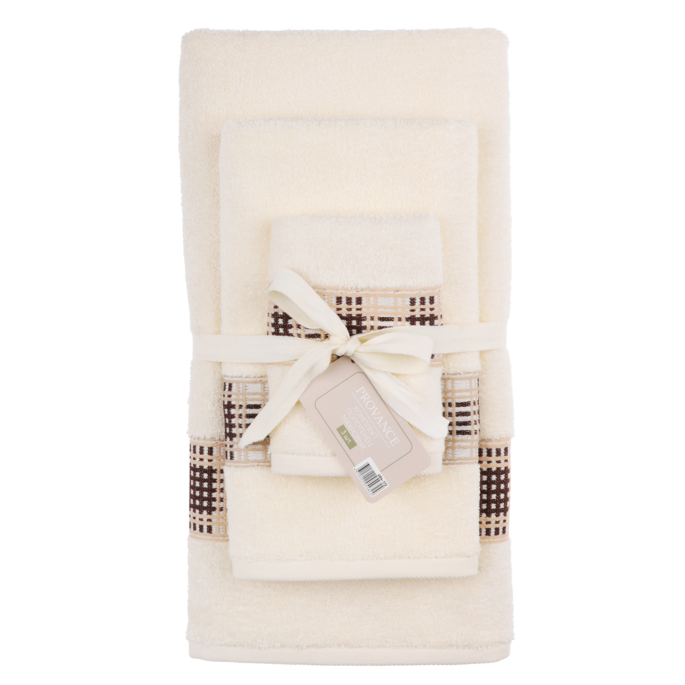 PROVANCE Кантри Комплект полотенец махровых, 30х50, 50х90, 70х130см, 100% хлопок, 480гр/м, 2 цвета - #11