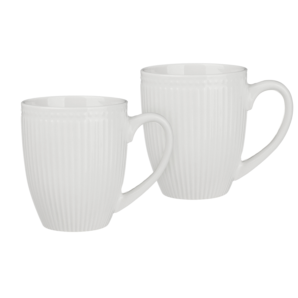 MILLIMI Набор кружек 2 шт, 380мл., белый рельеф, фарфор - #1