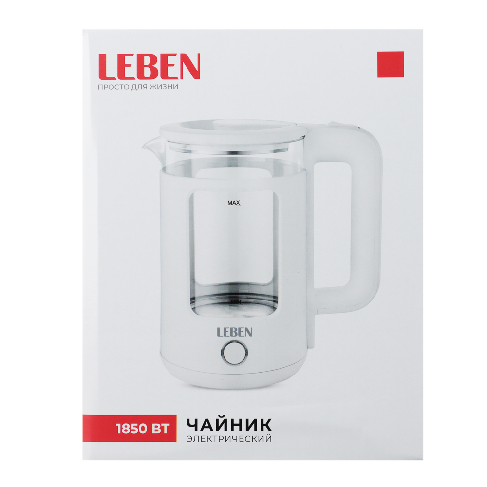 LEBEN Чайник электрический 1,8л стекло+пластик - #10