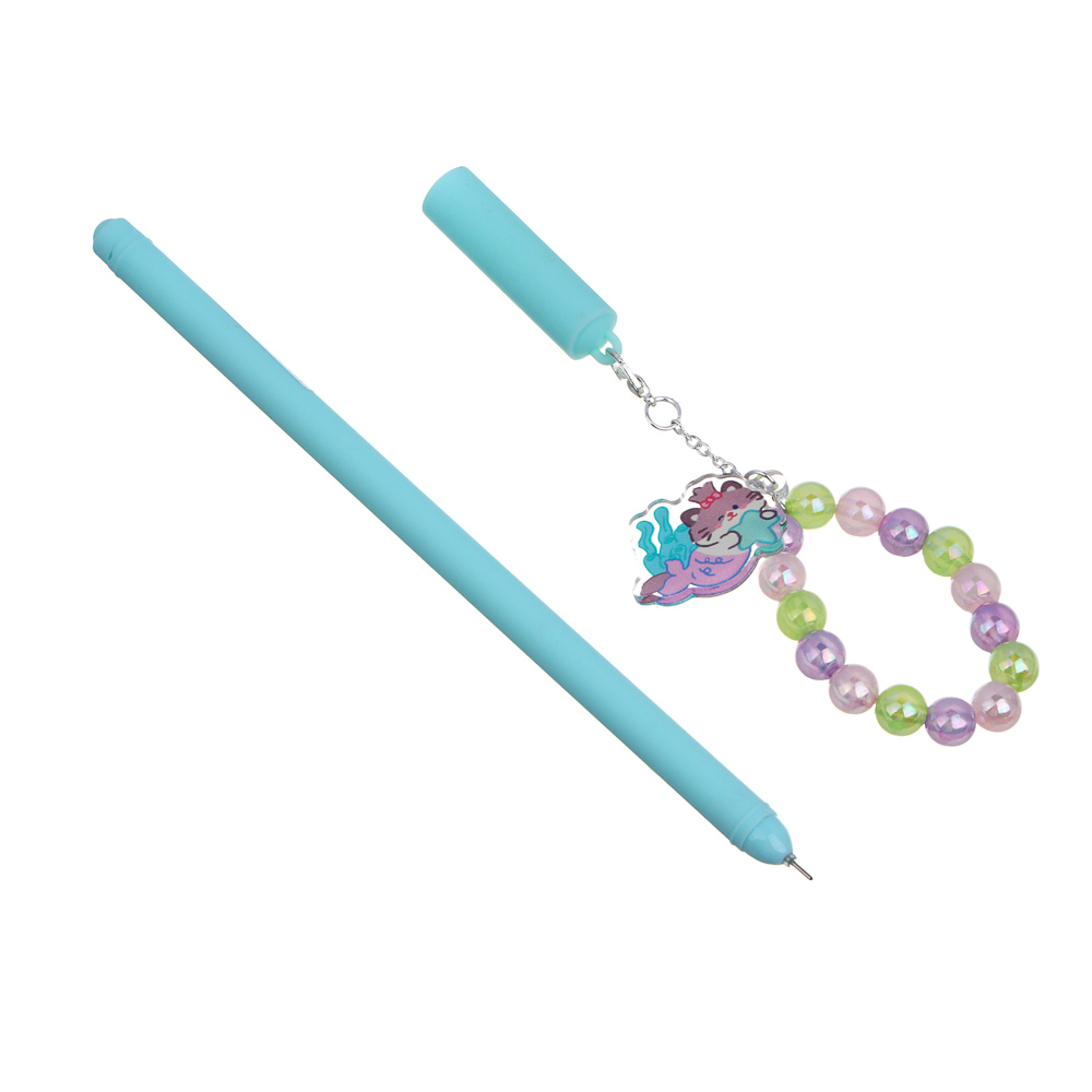 Ручка гелевая черная, с браслетом и фигуркой забавных животных, 3 дизайна - #3
