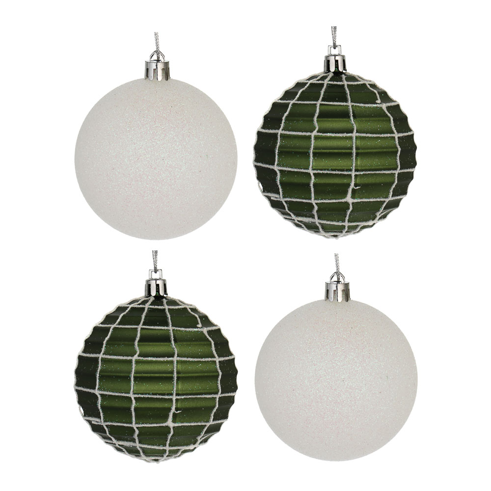 СНОУ БУМ Набор шаров 8 см, 4 шт, белый, зеленый 26-160 - #1