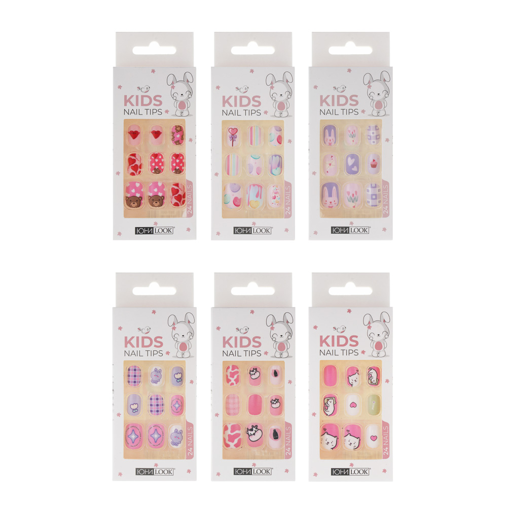 ЮНИLOOK Набор накладных самоклеящихся ногтей, детский, 24шт, 6 дизайнов - #1