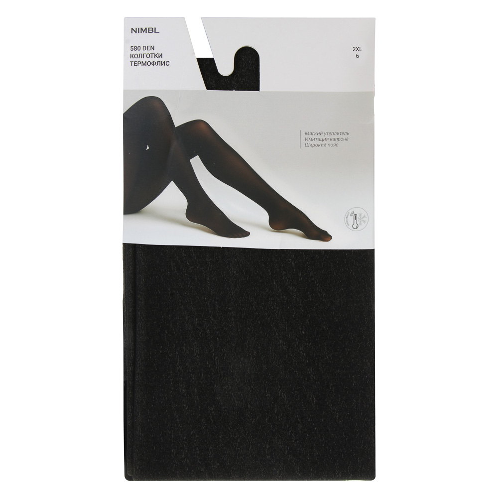 GALANTE NimbL Колготки утепленные с эффектом капрона 580D, 88% полиэстер, 12% спандекс, 2XL, черный - #6