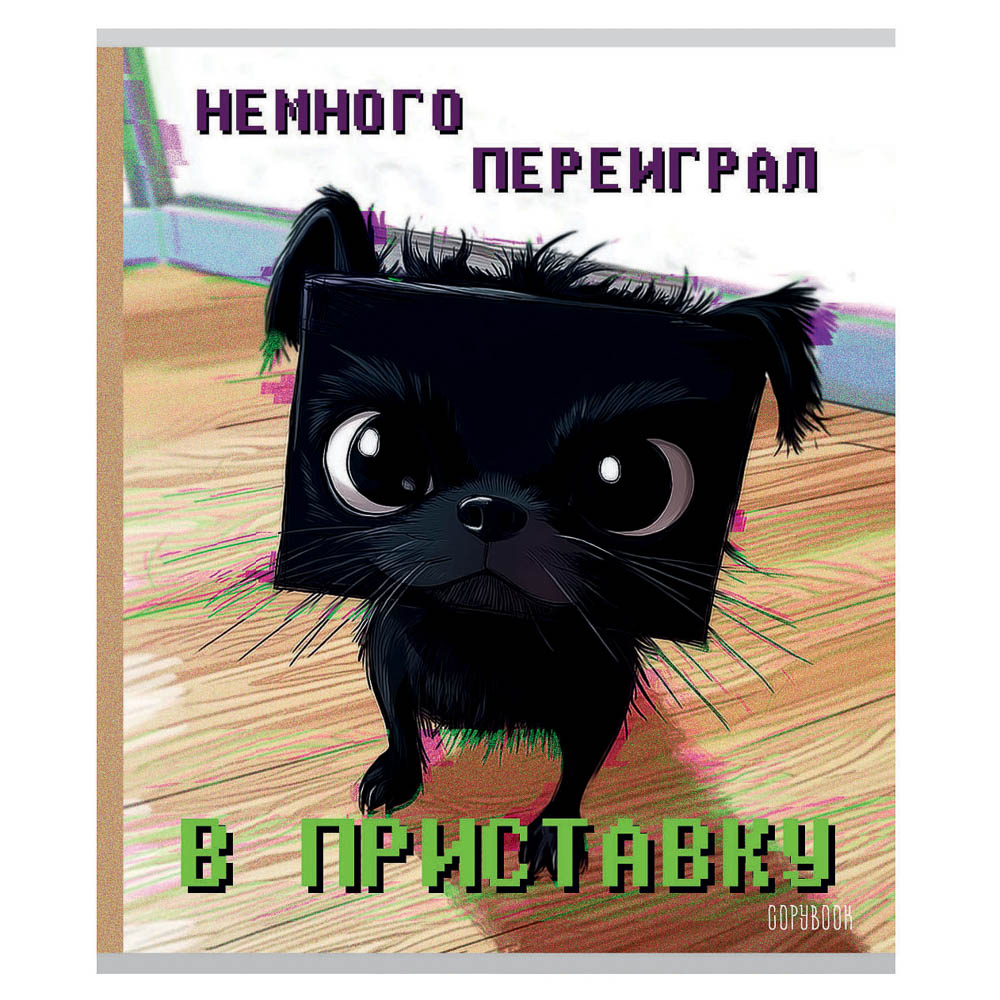 Тетрадь 48 л., А5, в клетку, БЕЛЫЕ ЛИСТЫ, обложка картон, скрепка, ВД-лак - #8