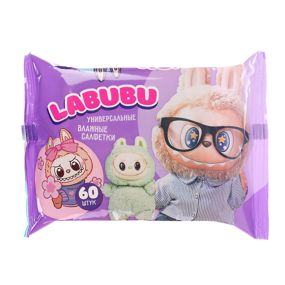 Салфетки влажные Labubu универсальные Mix, 60шт - #2