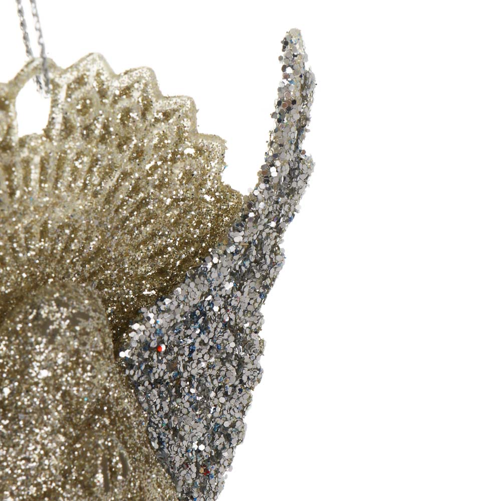 СНОУ БУМ Подвеска декоративная "Ангел" 13 см, пластик, глиттер, золото - #3