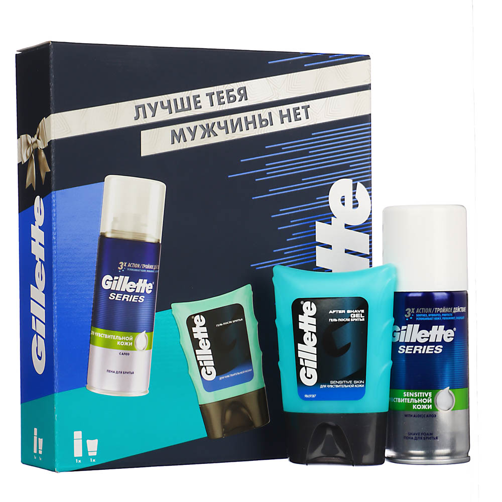 Набор подарочный GILLETTE Пена д/бритья д/чув.кожи с алоэ 100 мл + Гель после бритья д/чув.кожи 75мл - #1