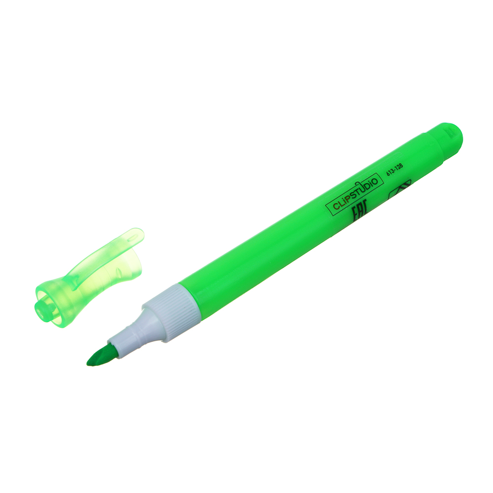 ClipStudio Маркер-выделитель зеленый, круглый корпус, скошенный наконечник - #3