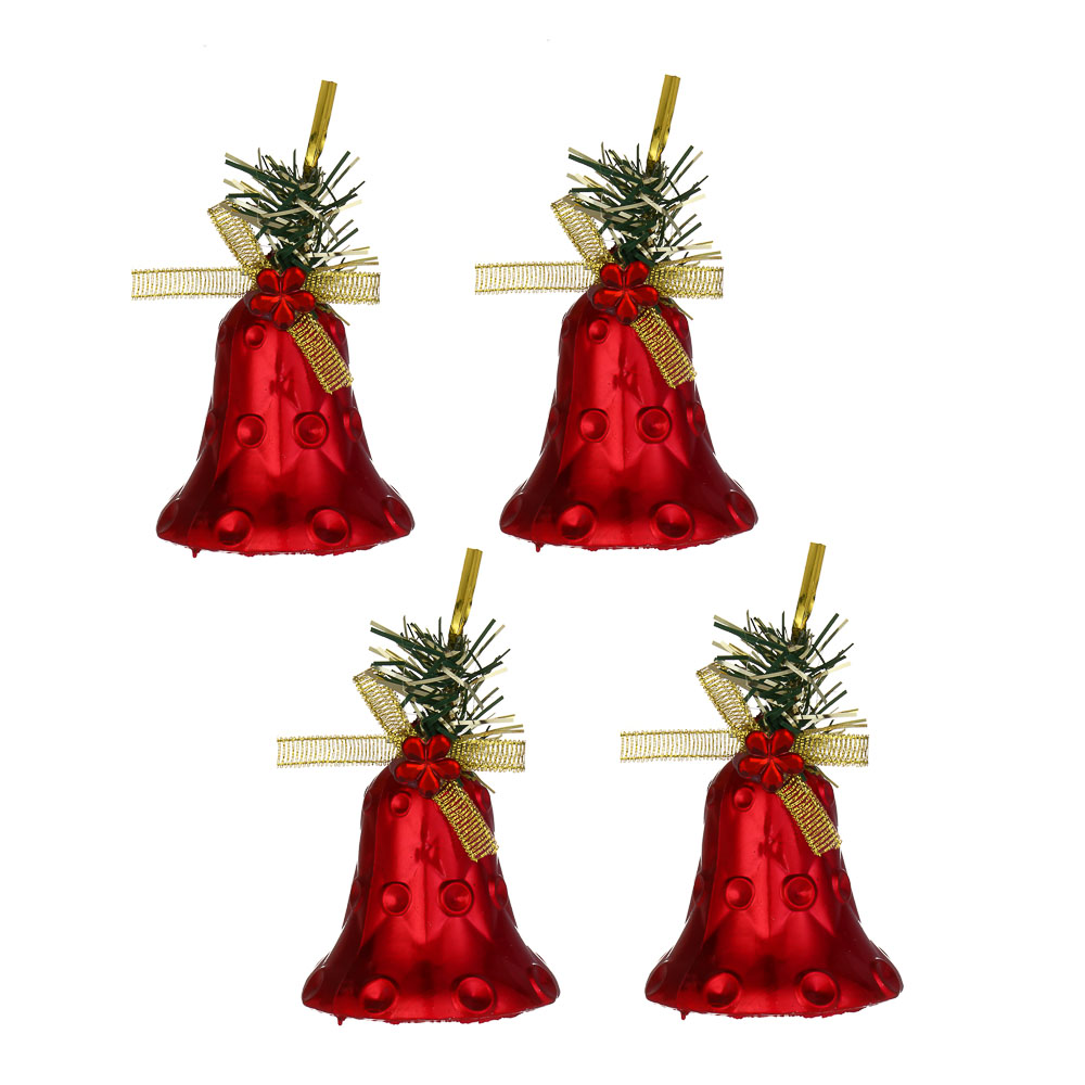 СНОУ БУМ Колокольчики 4 шт, 6 см, пластик, 26-770 - #1