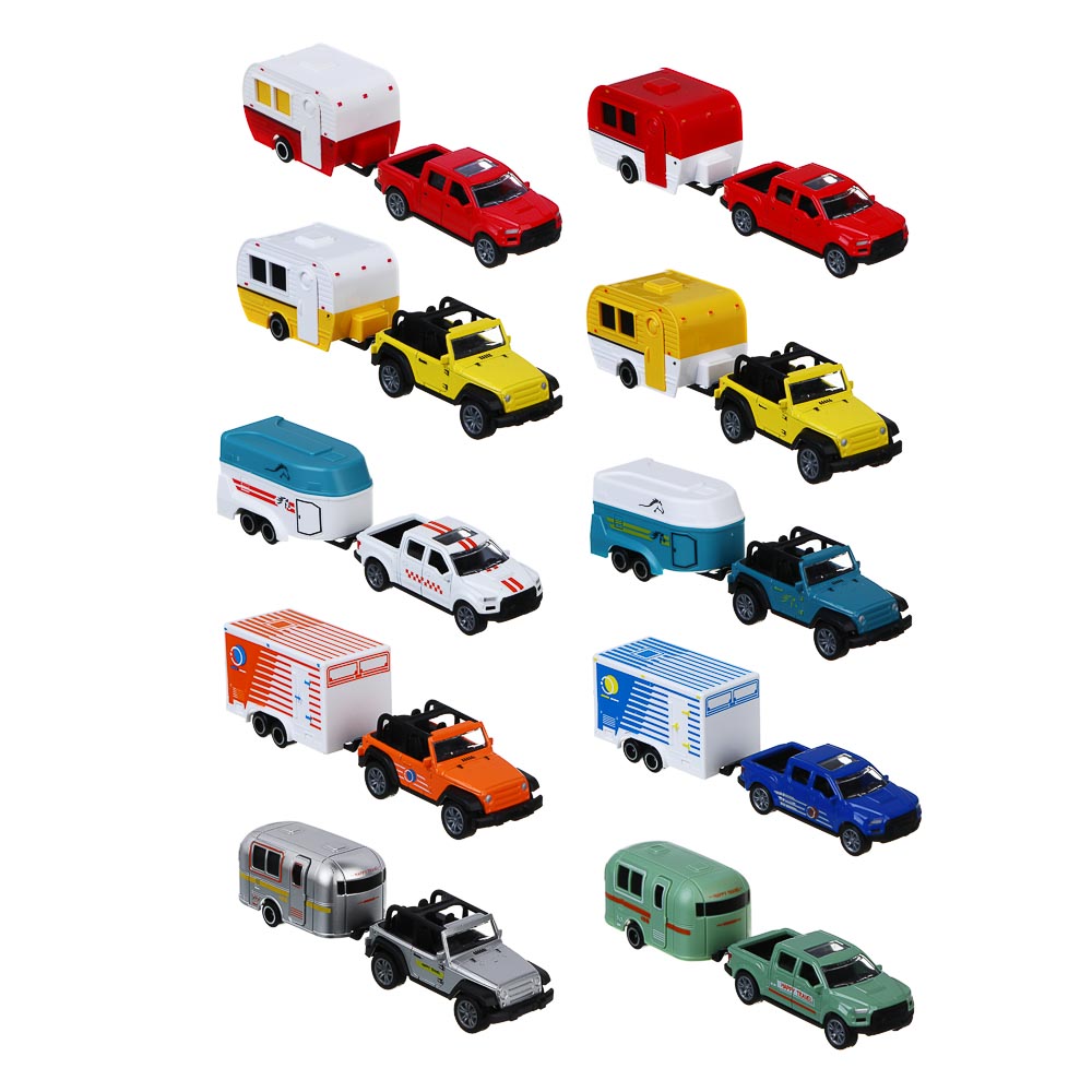 ИГРОЛЕНД Машина с прицепом "Автокемпер", инерция, металл, ABS, 21,5х5,3х6,9 см, 10 дизайнов - #2