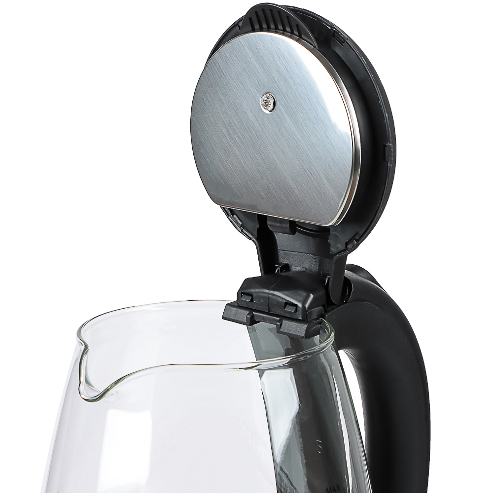 LEBEN Чайник электрический 1,8л стекло, черный - #5