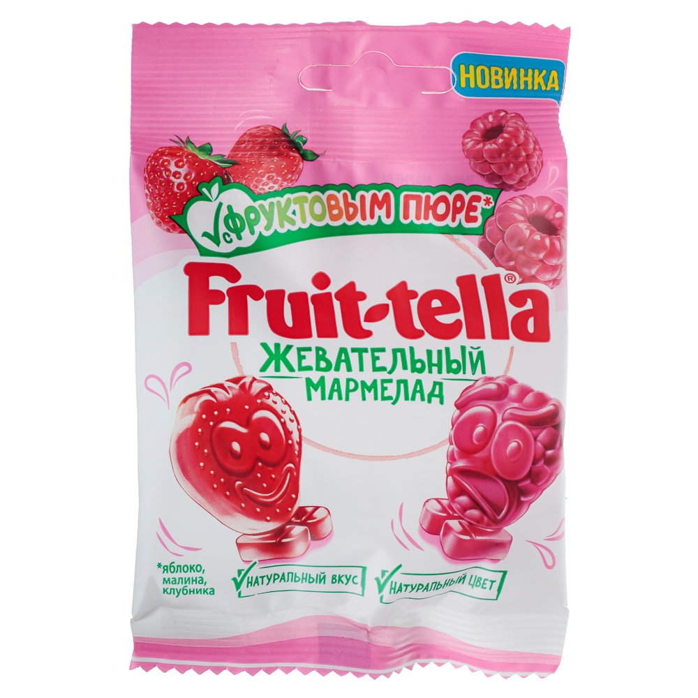 Мармелад жевательный Fruittella с фруктовым пюре и вкусами клубники, малины, 36 г - #2