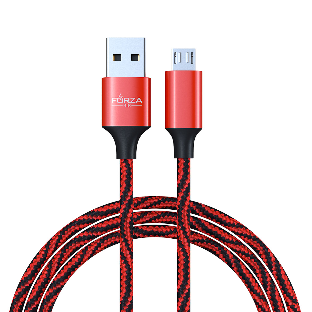 FORZA Кабель для зарядки Серпантин Micro USB, 1м, 1.5А, тканевая оплётка, 4 цвета, пакет - #8