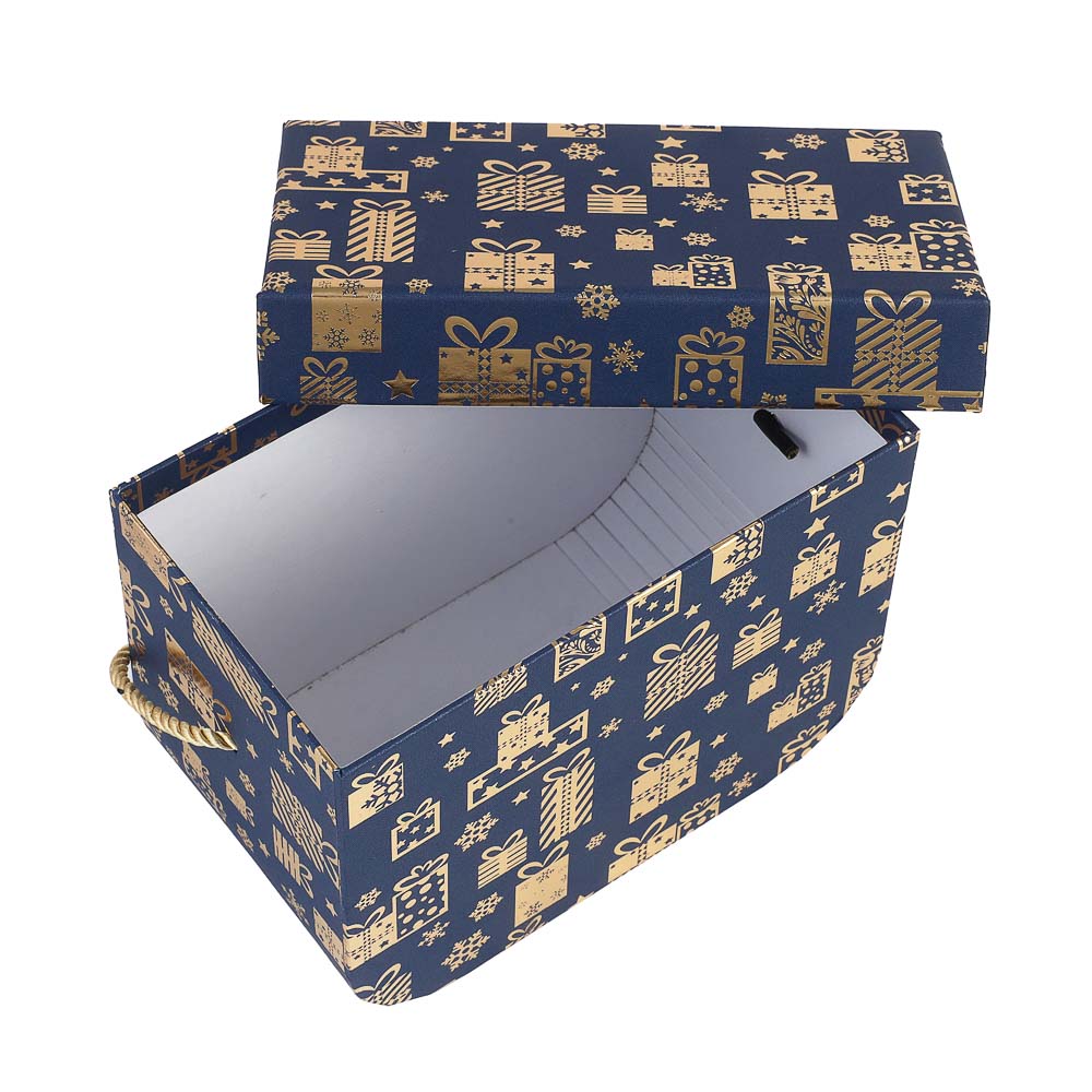Набор подарочных коробок 2 в 1 (15x11,5x7,9 см, 17,7x13,4x10,4 см) с золотым фольг.слоем, синий - #5