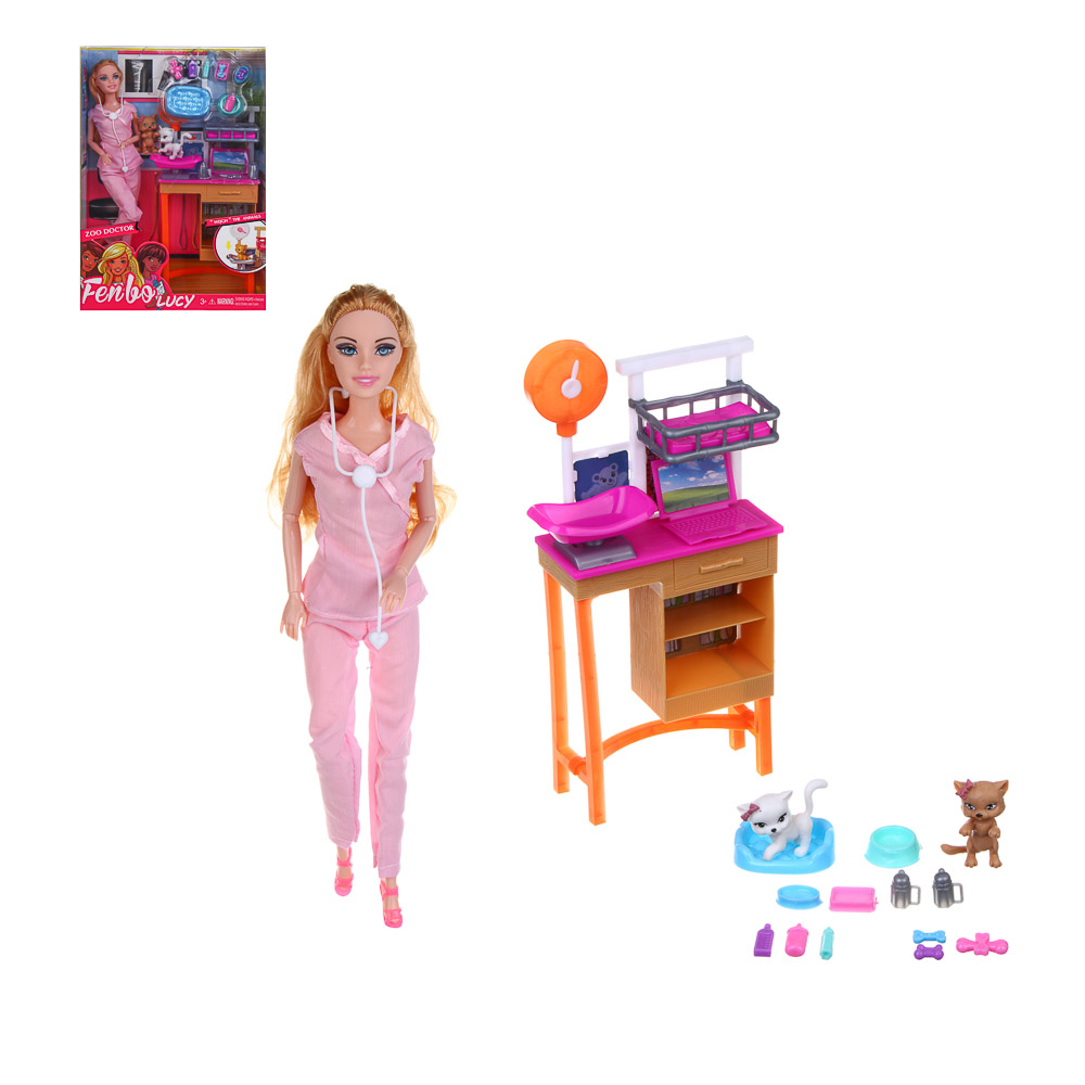 ИГРОЛЕНД Кукла ветеринар 28 см с питомцем и акс., PVC, ABS, полиэстер, 24х7х33 см - #1