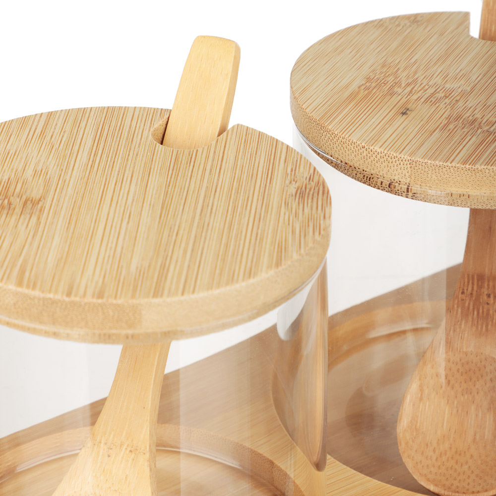 VETTA ЭКО Набор банок для хранения с ложкой, 3шт., 300мл, 28х10х9,5см, стекло, бамбук - #3