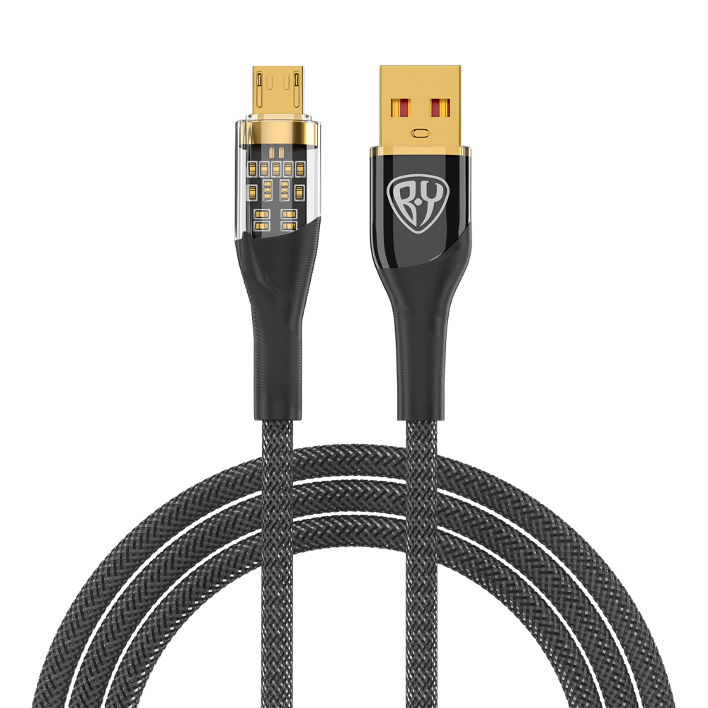 BY Кабель для зарядки Space Cable Techno Micro USB, 1 м, 3А, Быстрая  зарядка QC3.0, черный (931-347)